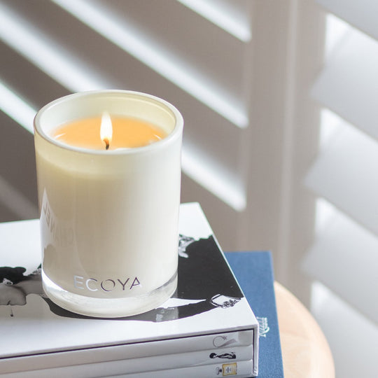 If you’re burning more than one candle at a time, leave at least 100mm (10cm) between candles.
<br><br>
Burn your ECOYA candle for a minimum of an hour, this will prevent tunnelling (ECOYA candles are made from natural soy wax, which does retain a memory).  So ensure your wax pool reaches the edge of the glass on each burn.